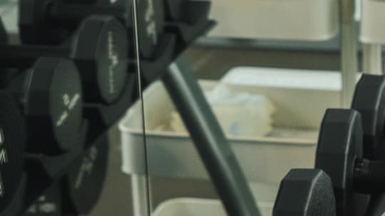 Dumbbells arranged in the Progressive Performance training studio.