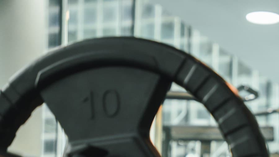 Close-up of a weight plate in the Progressive Performance studio.